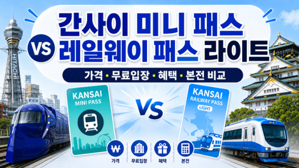 간사이-미니-패스-가격-혜택-본전-레일웨이-패스-라이트-차이-오사카-교토-고베-나라