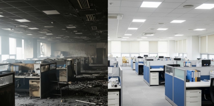 화재 청소 후 복구 인테리어 모습