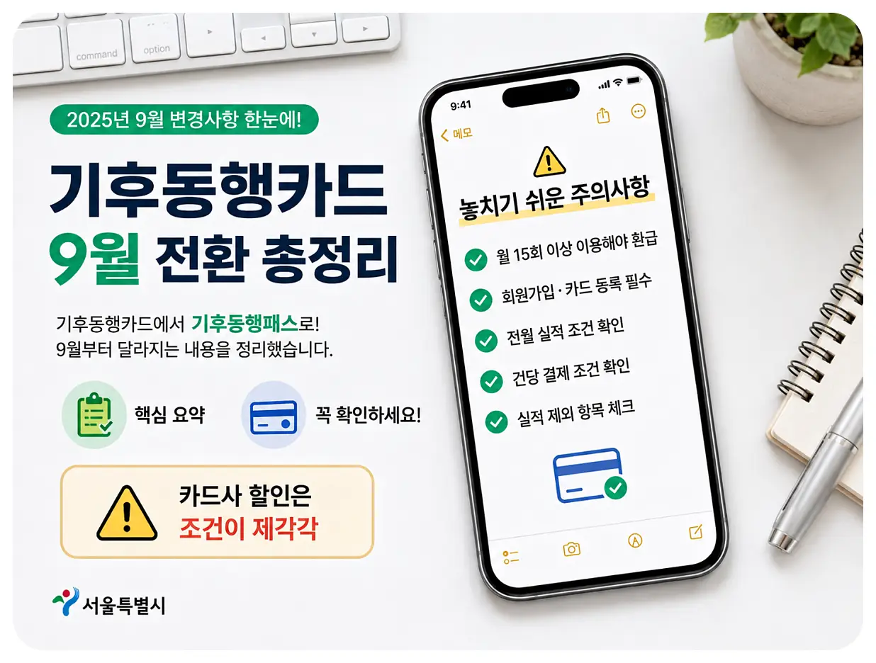 기후동행카드와 K패스 환급 전월 실적 카드등록 주의사항 체크리스트