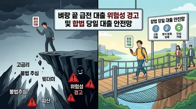 벼랑 끝 급전 대출 위험성 경고 및 합법 당일 대출 안전망