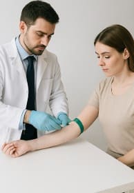 채혈중인의사와환자