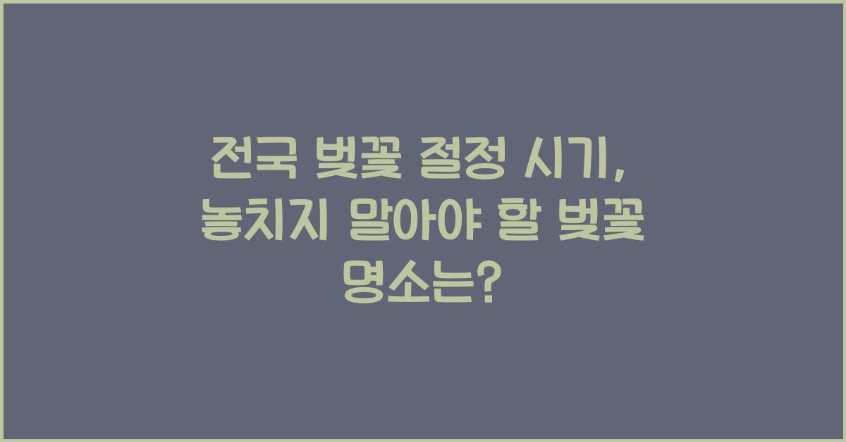전국 벚꽃 절정 시기