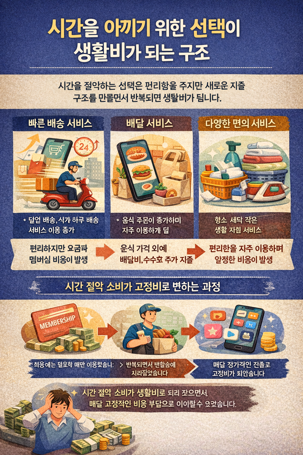 시간을 아끼기 위한 선택이 생활비가 되는 구조