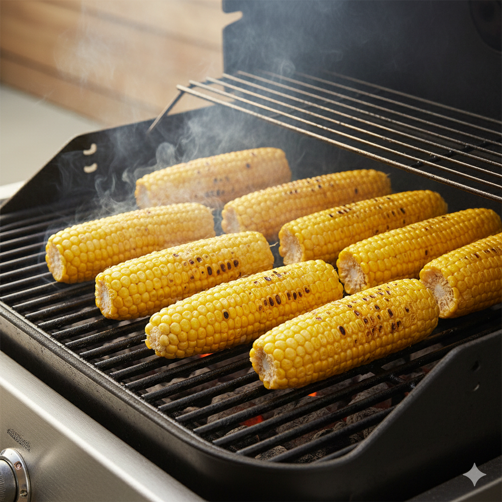 노릇하게 구워지는 옥수수 구이
