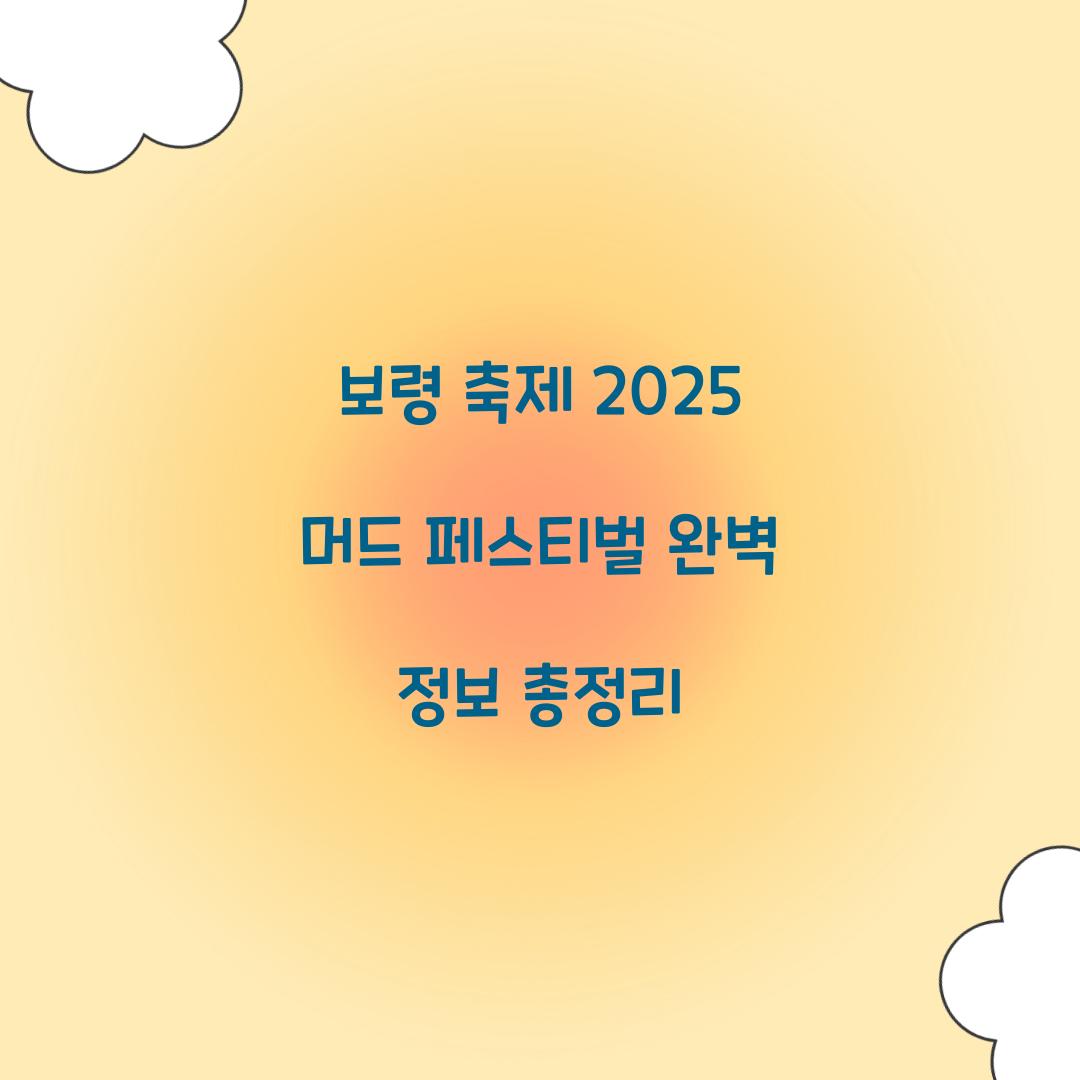 보령 축제 2025 머드 페스티벌
