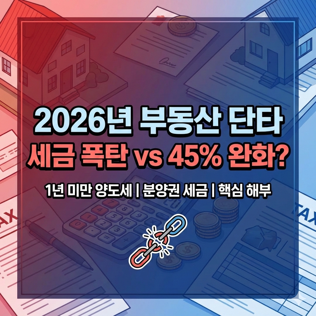 2026년 부동산 단타 절세 1년 미만 양도세율 45% 적용 가능성과 분양권 세금 해부