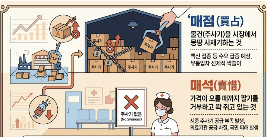 주사기 매점매석 뜻 연출이미지