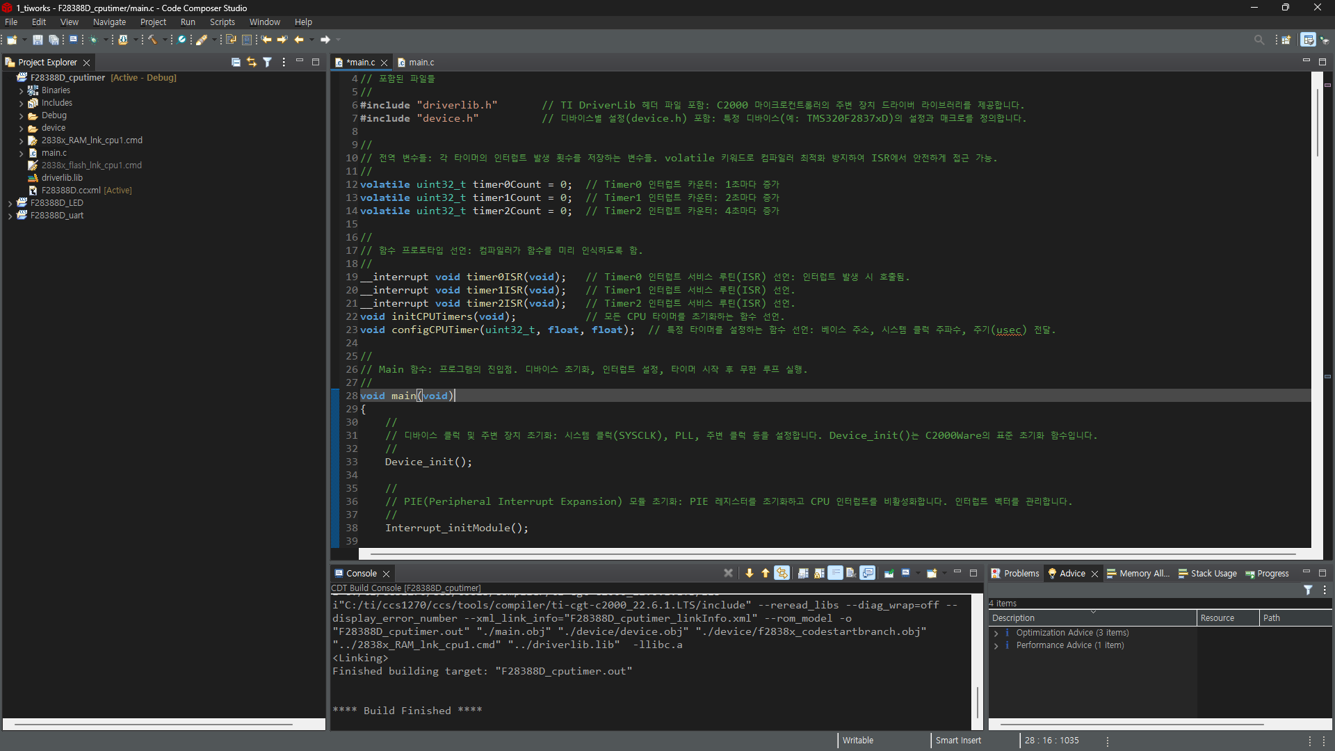 tms320f28388d cputimer