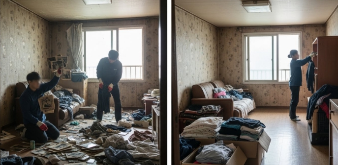 보은 고독사 청소 후 정리중