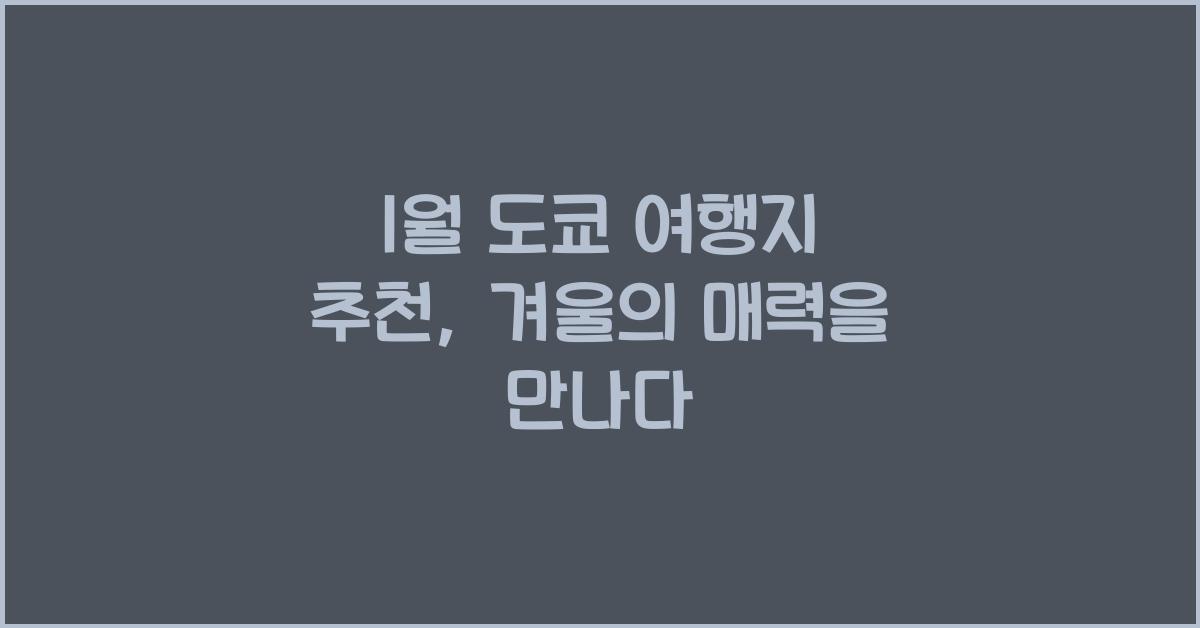 1월 도쿄 여행지 추천