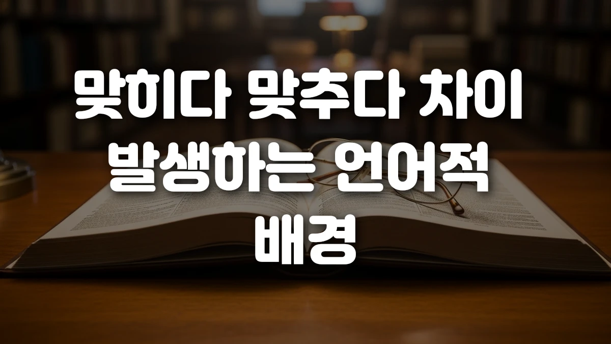 맞히다 맞추다 차이 발생하는 언어적 배경