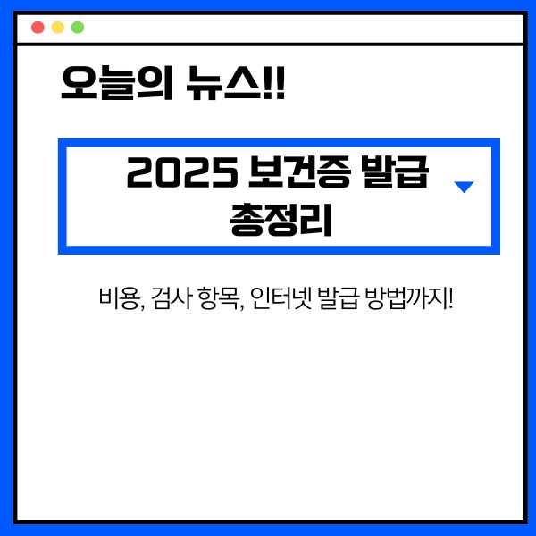 2025 보건증 발급 총정리 ❘ 비용, 검사 항목, 인터넷 발급 방법까지!