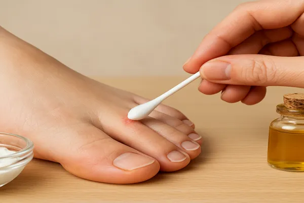 무좀 치료에 쓰이는 약 바르는 장면
