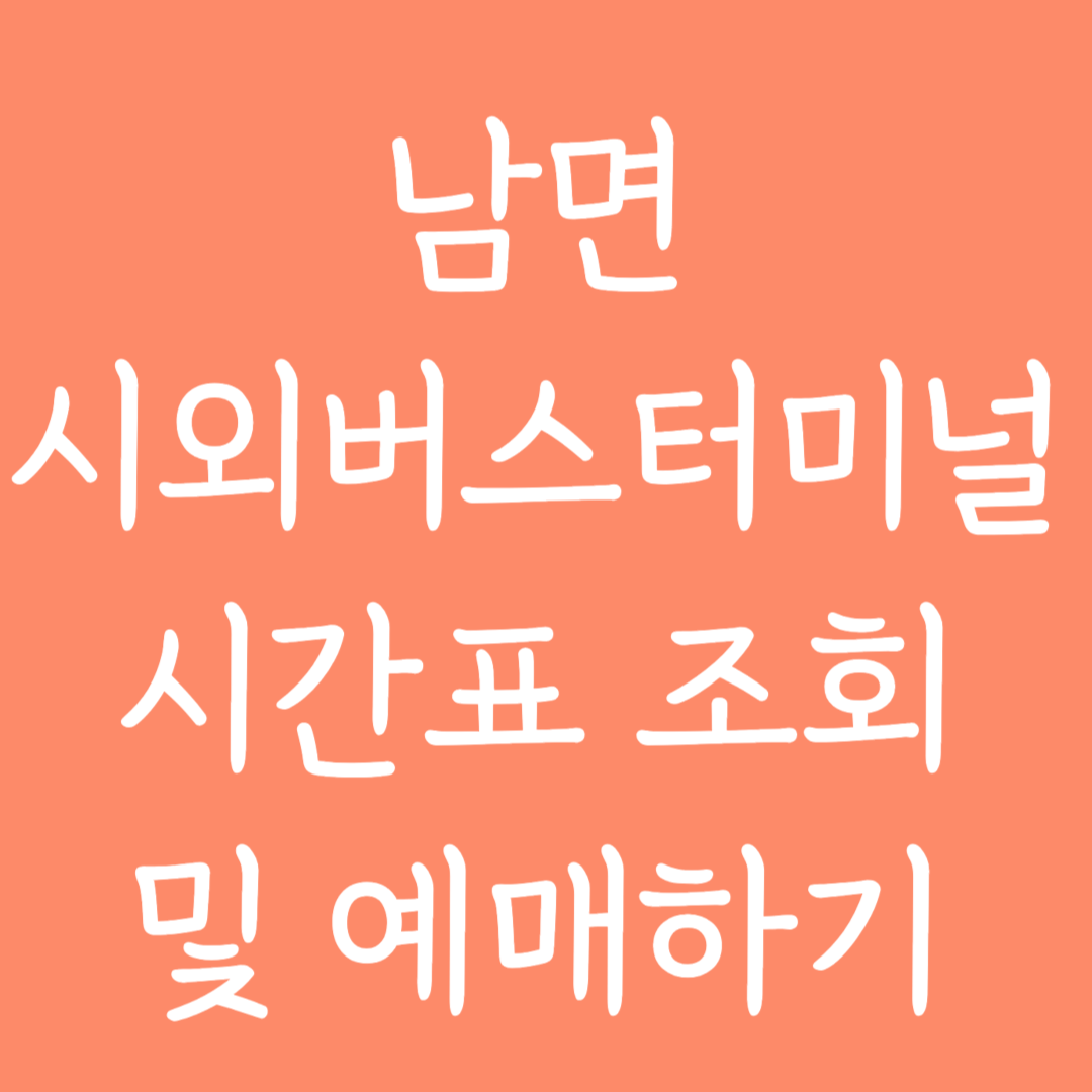 남면 시외버스터미널 시간표 조회 및 예매하기
