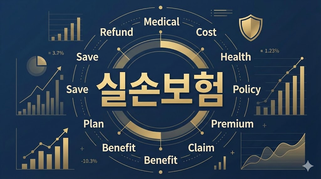 실손보험 개정과 병원비 환급 전략을 설명하는 인포그래픽 디자인 이미지