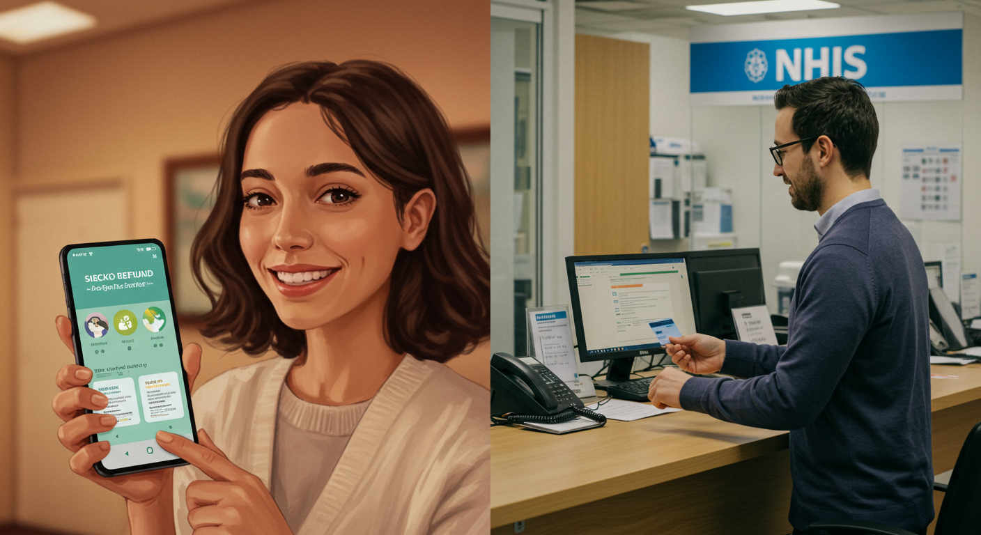 스마트폰과 지사 방문으로 환급 확인하는 장면