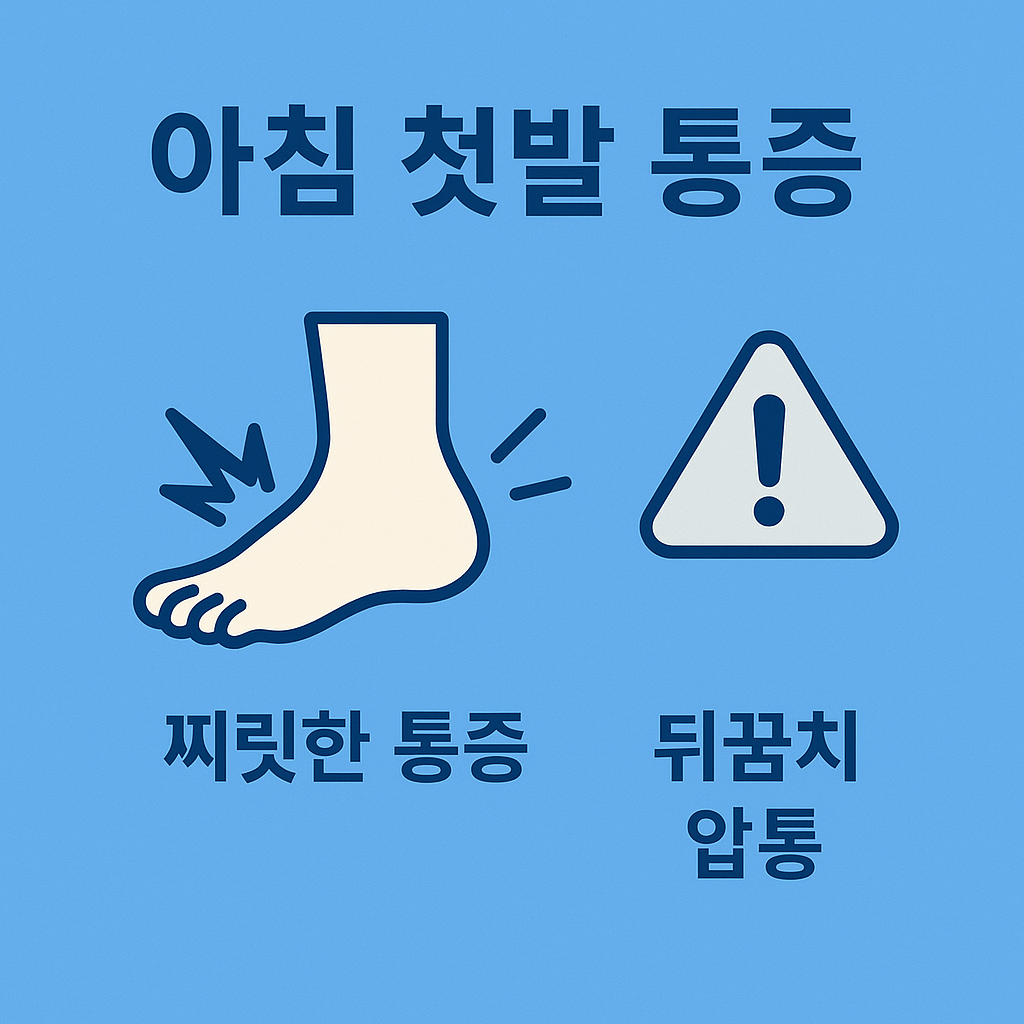 족저근막염의 대표 증상은 아침에 첫발을 디딜 때 찌릿한 통증과 발뒤꿈치 압통이 발생하는 것이며, 이러한 증상은 환자의 일상생활에 큰 불편을 주는 특징적인 증상임을 알려주는 자료입니다.