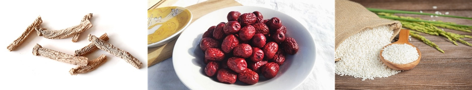 삼계탕에 들어가는 인삼, 대추, 찹쌀 사진 - 소음인(少陰人)에게 맞는 음식