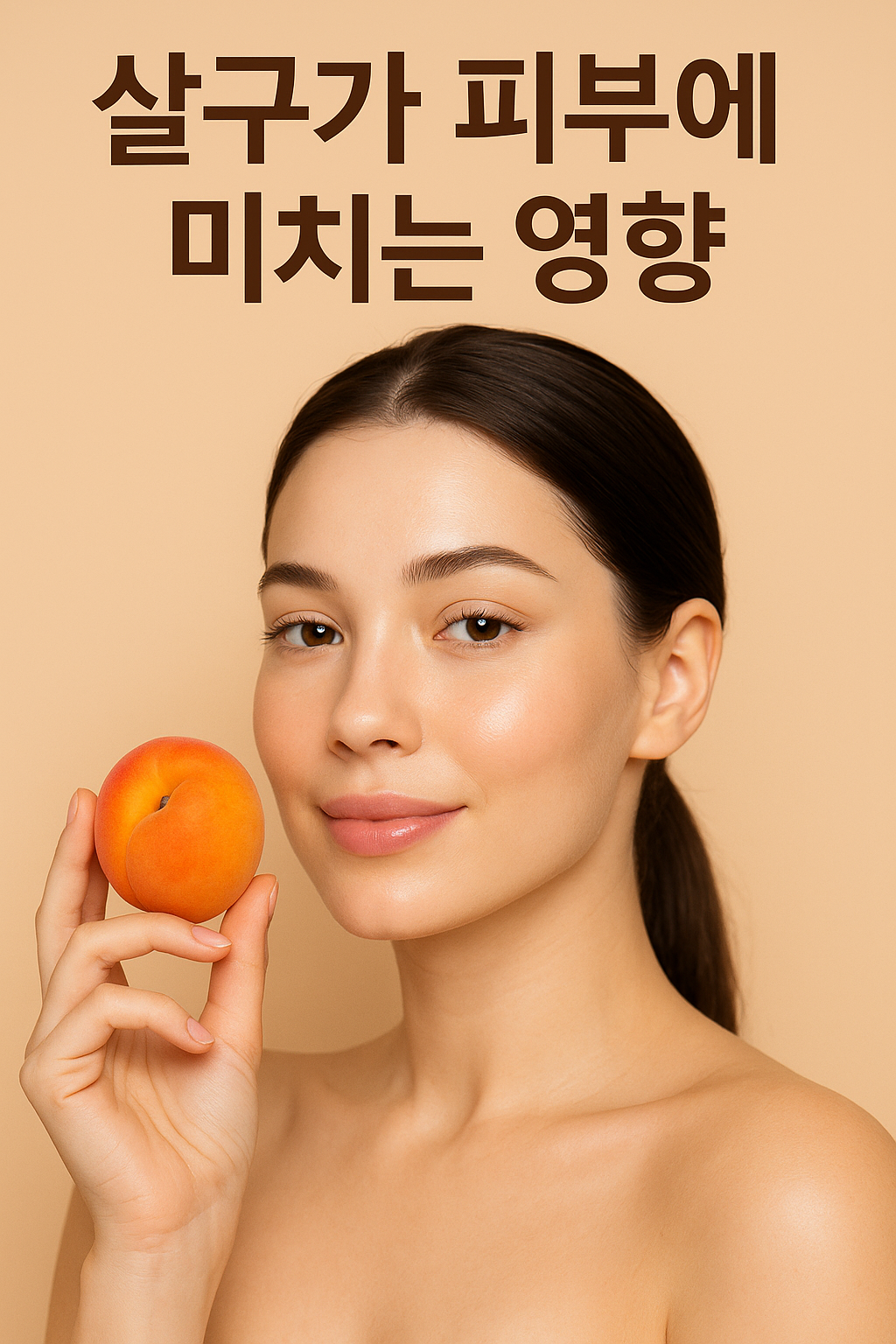 살구가 피부에 미치는 영향을 홍보하는 여성의 이미지