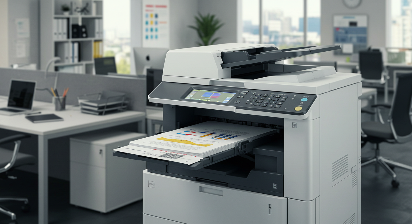 사무실에서 출력중인 인쇄물