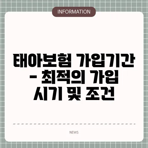 태아보험 가입기간 - 최적의 가입 시기 및 조건