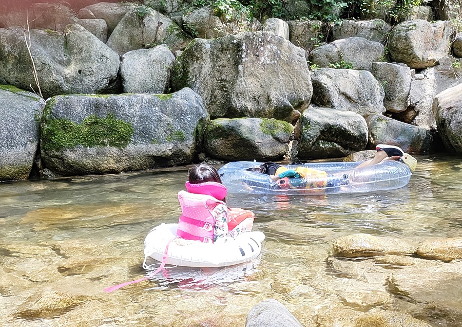 투명보트로 물고기를 구경하는 쿠웅이