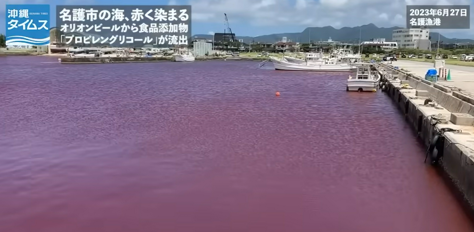 냉각수로 붉게 물든 일본 바다