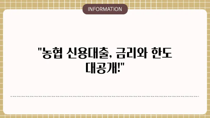 농협 직장인 신용대출 금리 비교 및 한도