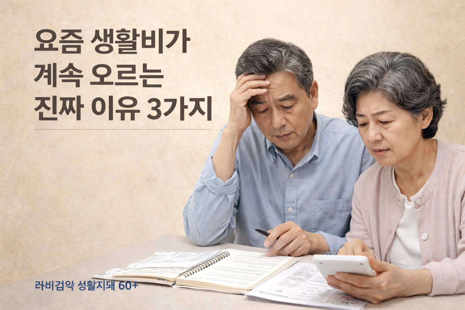 생활비 상승으로 고민하는 60대 부부의 모습, 은퇴 후 물가 체감과 가계 관리 이야기