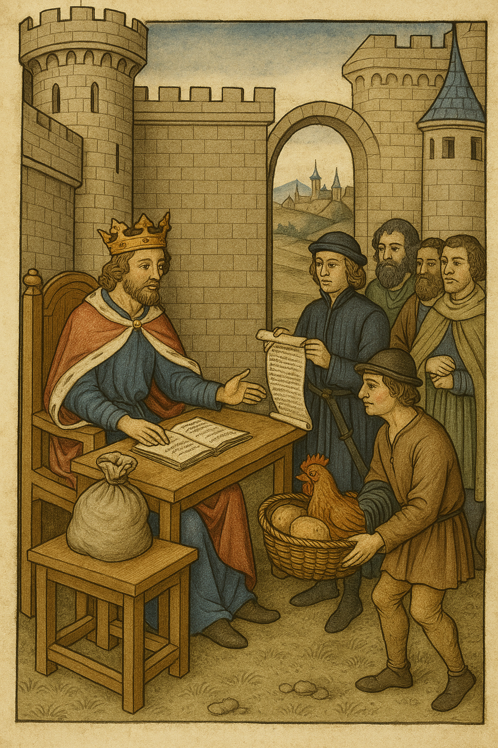 중세 영주의 재정 운영과 세금 구조 관련 이미지