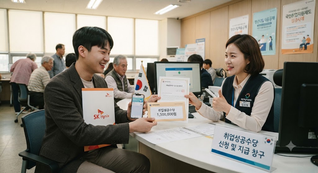 장애인이 취업에 성공하여 취업성공수당을 지급받음