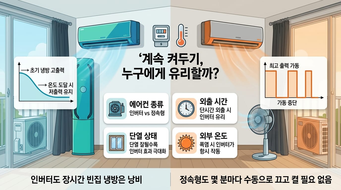 인버터와 정속형 에어컨의 운전 방식별 전기 절약법 이미지