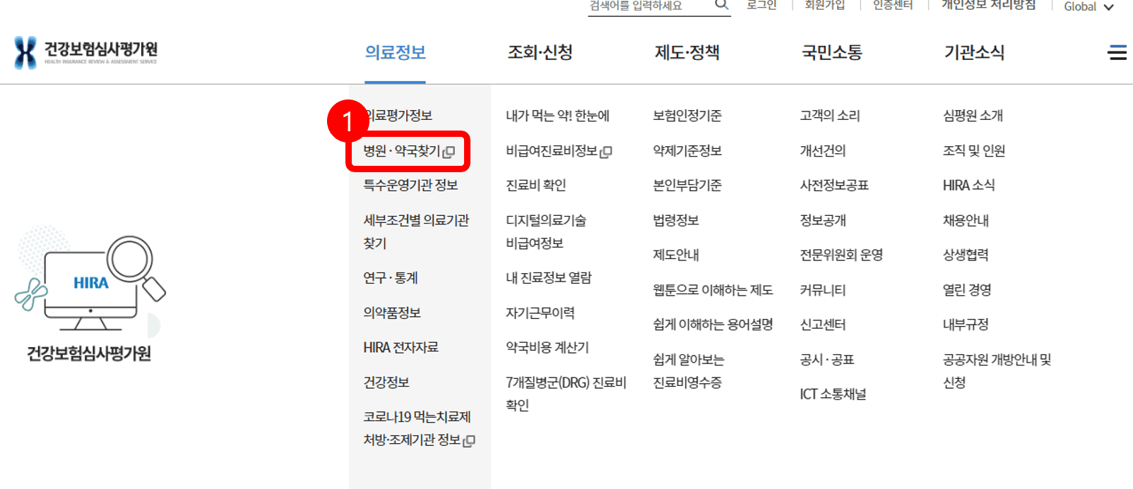 현재 운영중인 병원 및 약국 찾는 홈페이지 안내