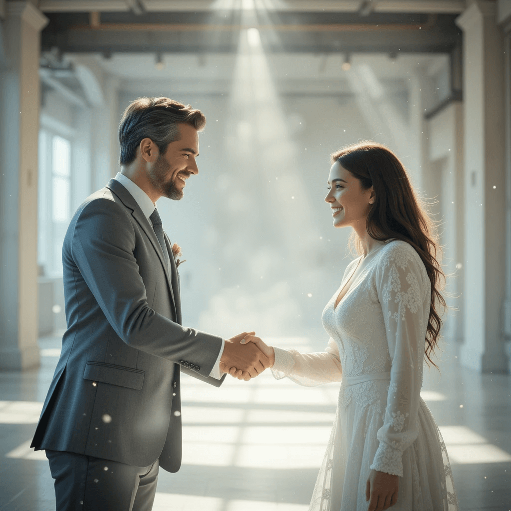 유명인이 나오는 꿈 중 유명인과 악수하는 꿈의 이미지입니다.