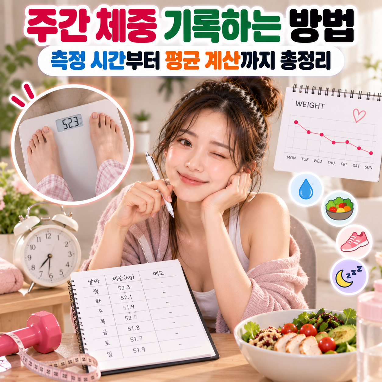 주간 체중 기록하는 방법