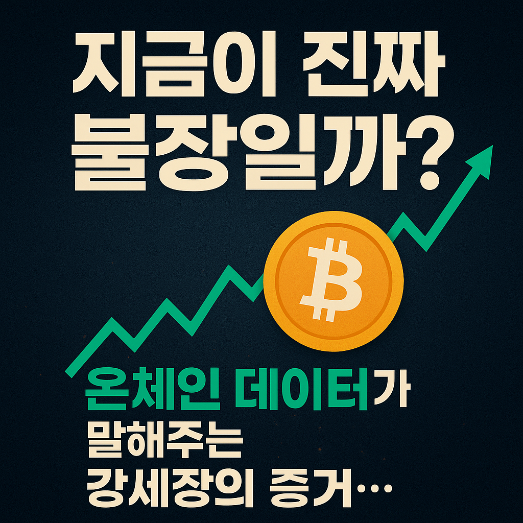 비트코인 불장 여부를 온체인 데이터로 분석한 콘텐츠 썸네일 이미지