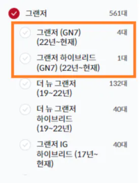 그랜저GN7 중고차 매물 수