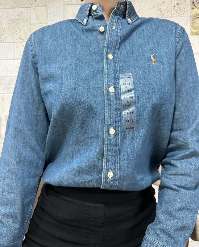 폴로 여성 보이즈 샴브레이 데님 셔츠 청남방