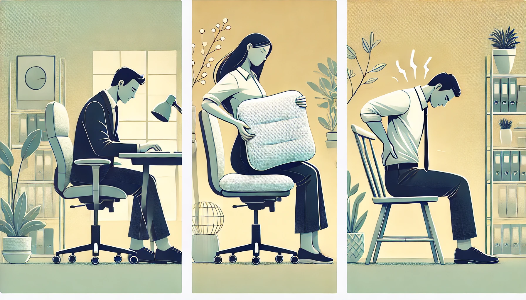 직장인과 엉덩이 종기, 이유와 치료법, 예방 관련 그림