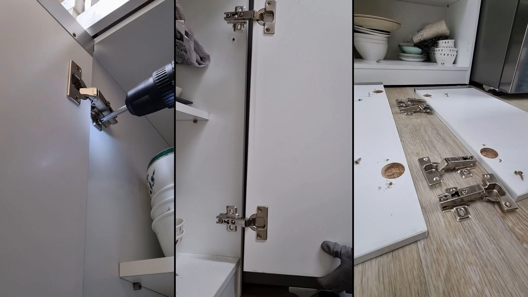 경첩 떼는 모습