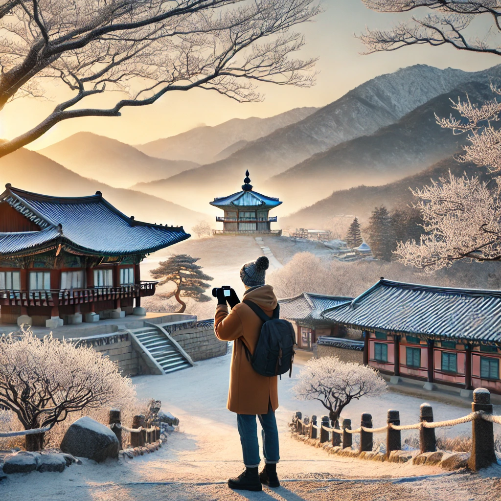 2월에 국내여행중 풍경사진을 찍고 있는 사진