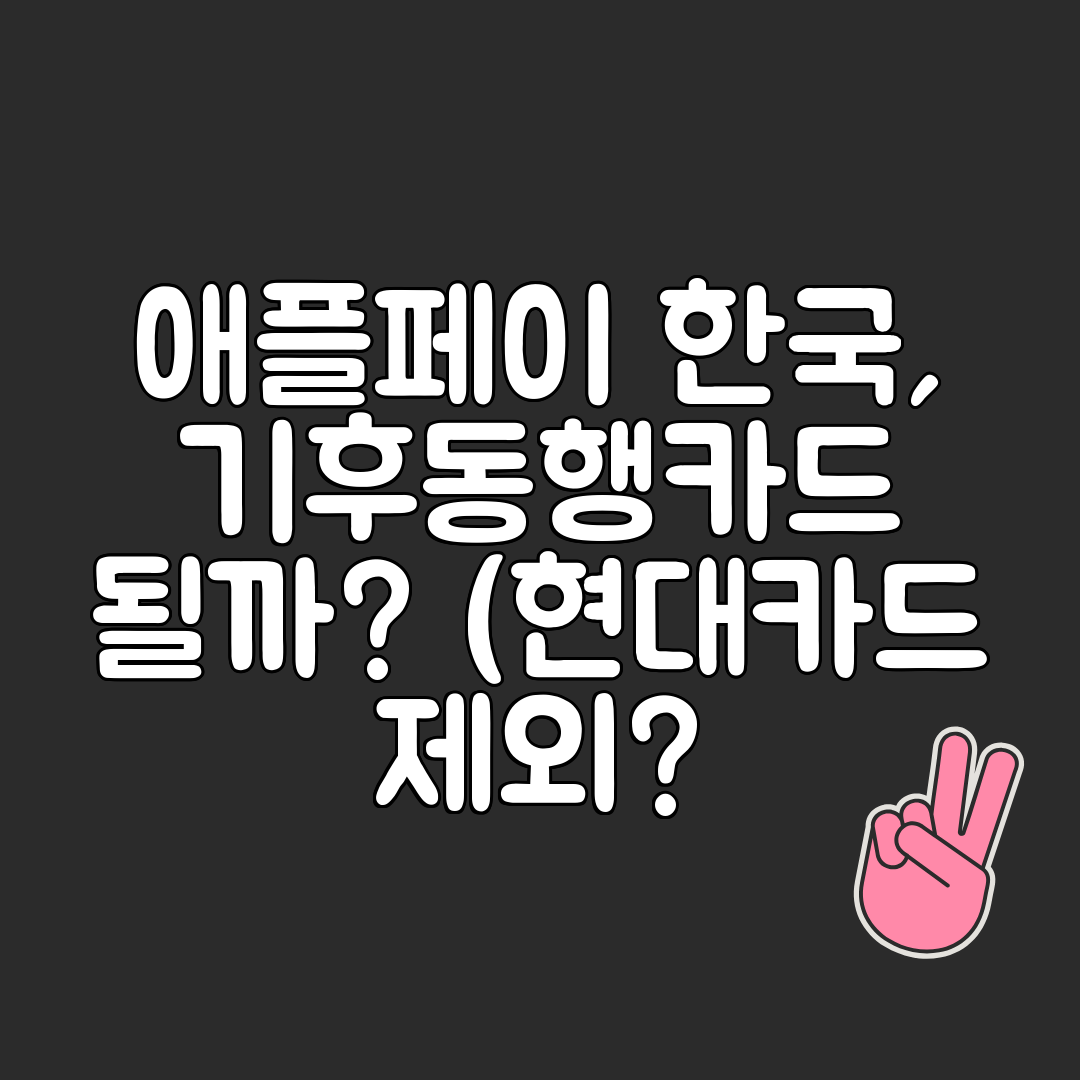 애플페이 한국, 기후동행카드 될까 (현대카드 제외