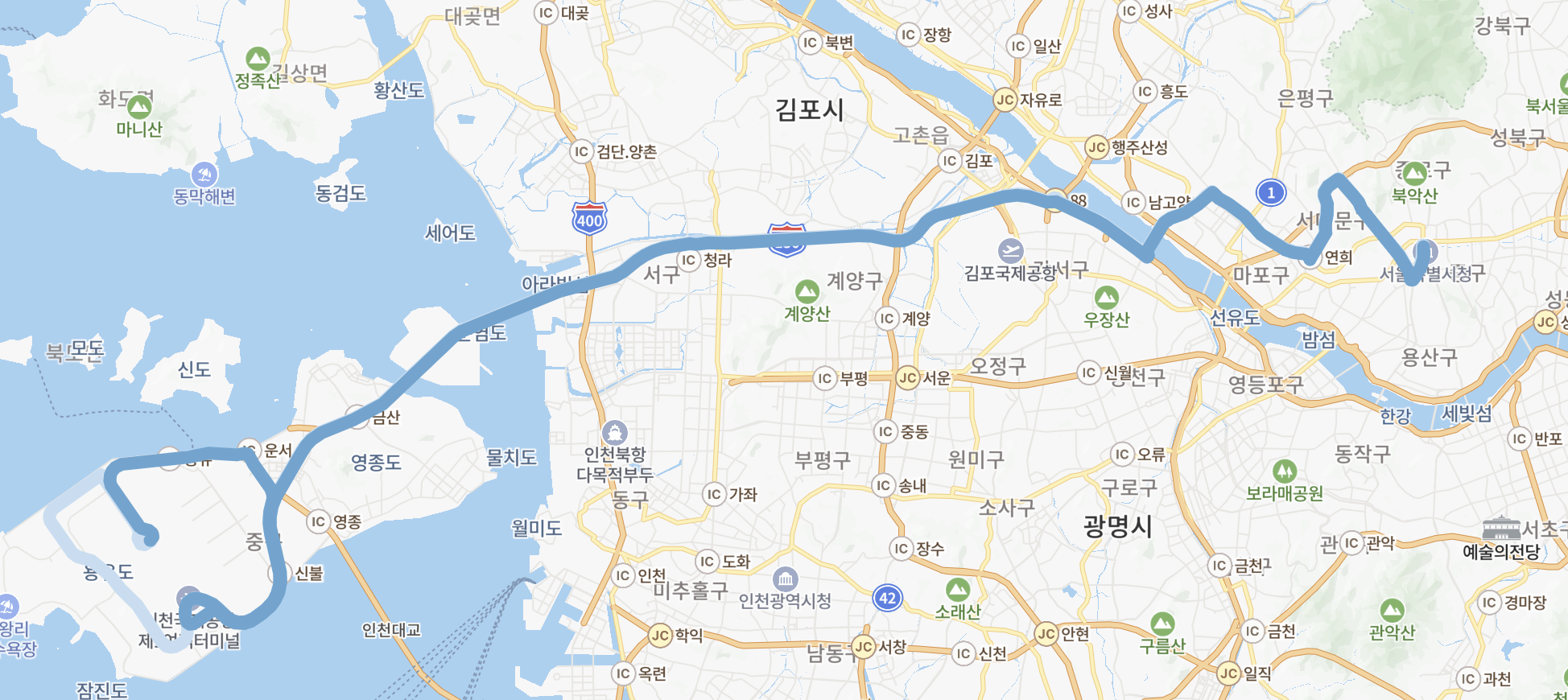 6005 공항버스 지도