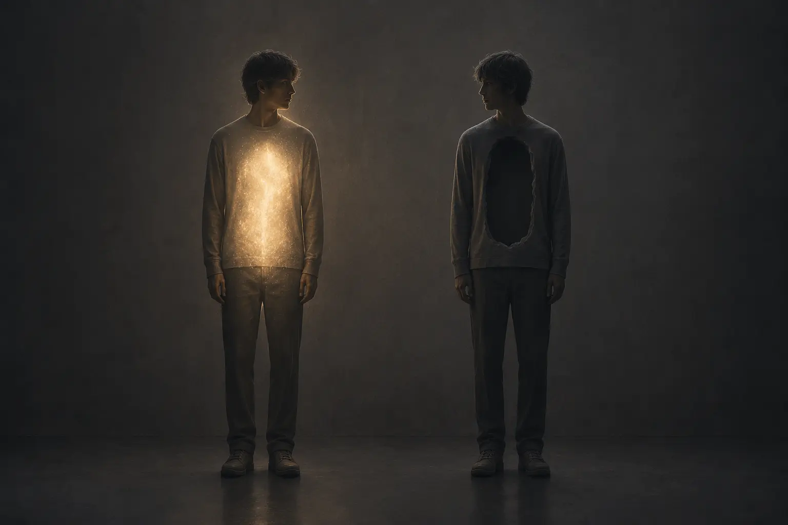 A human-like figure appearing normal but lacking inner conscious experience