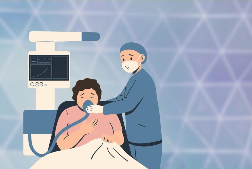 호흡기를 끼고 있는 환자