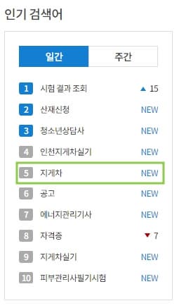 지게차 자격증 검색 인기순위 이미지