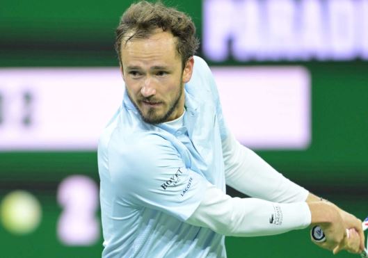 다닐 메드베대프의 백핸드 준비 자세 사진