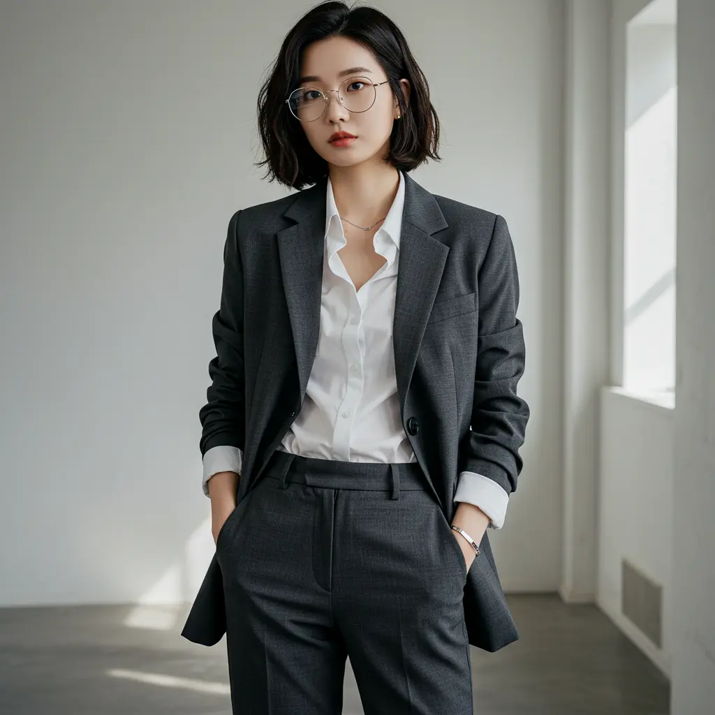 직장인 오피스룩 필수 아이템 착용한 이미지