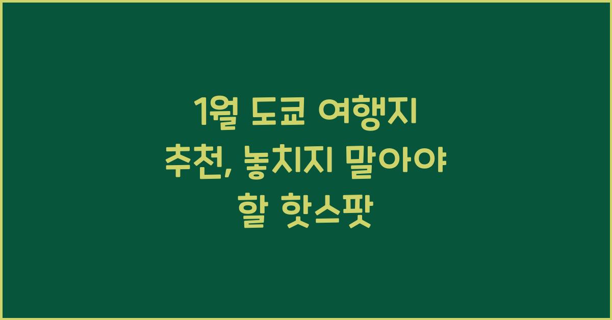 1월 도쿄 여행지 추천
