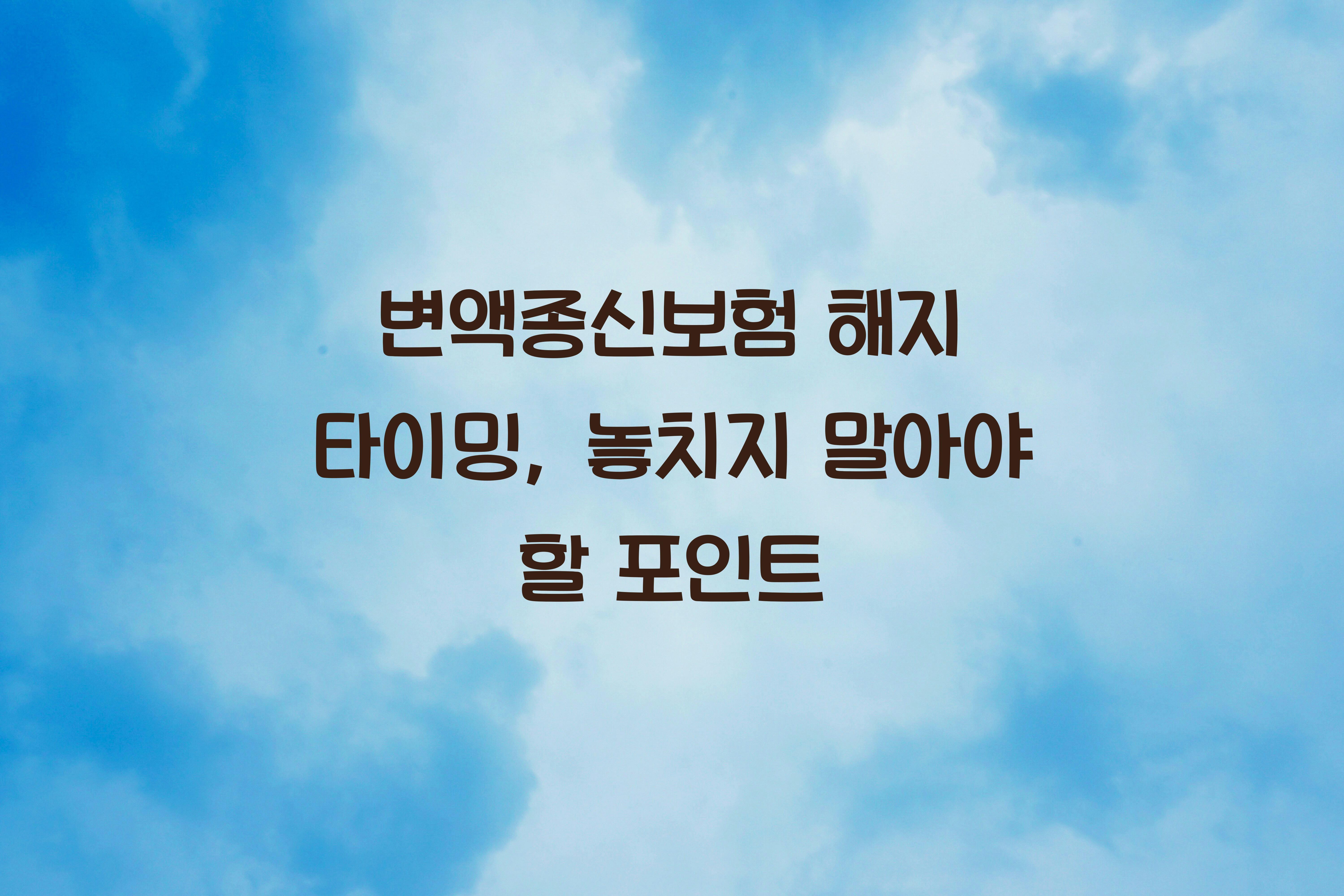 변액종신보험 해지 타이밍